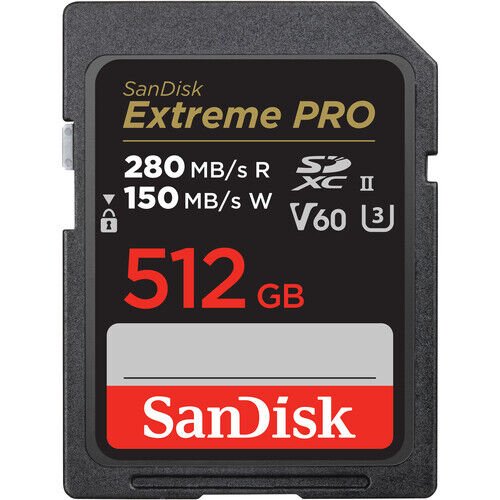 512GB Extreme Pro SDXC UHS-II 280 mb/s V60 SD Hafıza Kartı
