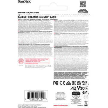 256GB Creator MicroSDXC UHS-I 190 mb/s V30 MicroSD Hafıza Kartı