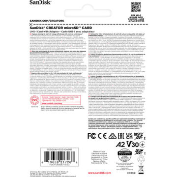 512GB Creator MicroSDXC UHS-I 190 mb/s V30 MicroSD Hafıza Kartı