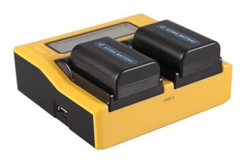 NP-F970 Bataryalar İçin Dual LCD / USB Şarj Ünitesi