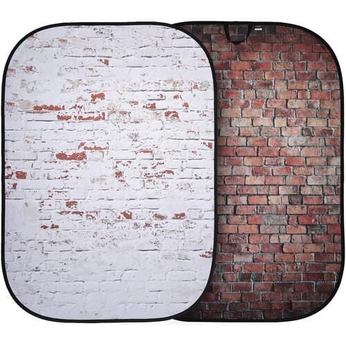 150x210cm Kırmızı/Beyaz Tuğla Temalı Taşınabilir Fon (5706)