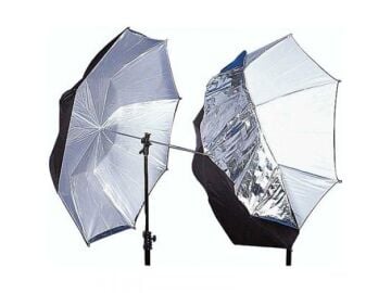 70cm Beyaz/Siyah/Gümüş İkili Şemsiye (3223F)
