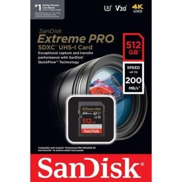 Sandisk Extreme Pro 512GB UHS-I V30 SD Hafıza Kartı