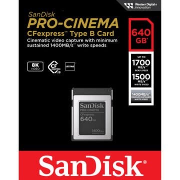640GB Pro-Cinema 1400 mb/s CF Express Type B Hafıza Kartı