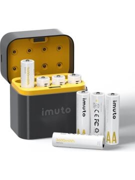 3600 mWh AA Lityum Şarjlı Pil Seti (8’li) + 8 Yuvalı Şarj Ünitesi