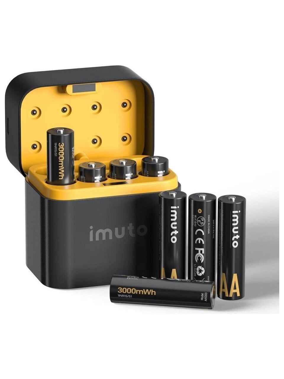 3000mWh AA & 1300mWh AAA Lityum Şarjlı Pil Seti (4+4) Yuvalı Şarj Ünitesi
