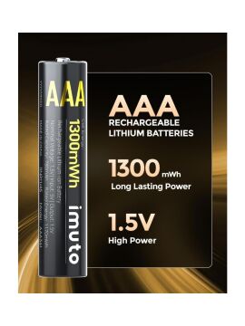 1300 mWh AAA Lityum Şarjlı Pil Seti (8’li) + 8 Yuvalı Şarj Ünitesi