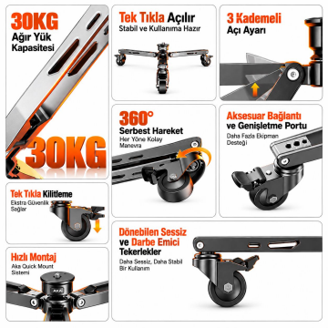 DF3 Alüminyum Monopod Tekerleği