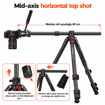 Coman KX3939Mini-V1 Profesyonel Alüminyum Tripod
