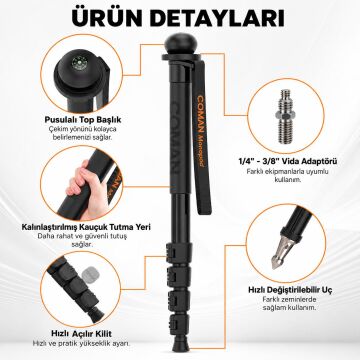 DK287A Alüminyum Monopod