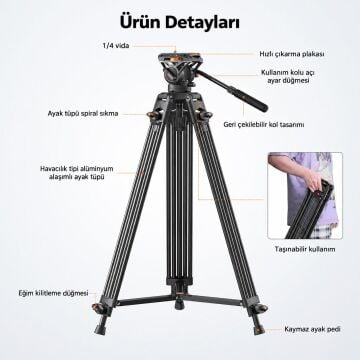 FT16LS Tripod + Q6 Akışkan Video Kafası