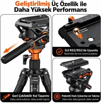 FF06S Alüminyum Video Tripod + Q6 Video Fluid Head