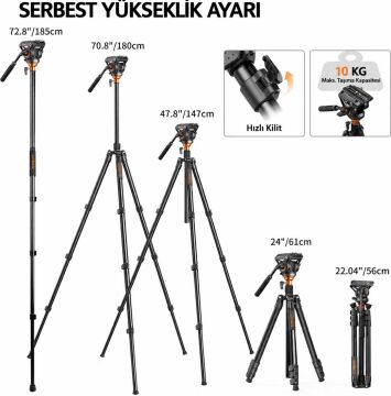 FF06S Alüminyum Video Tripod + Q6 Video Fluid Head