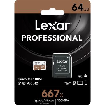Professional 64GB 667x Video MicroSDXC UHS-I Hafıza Kartı