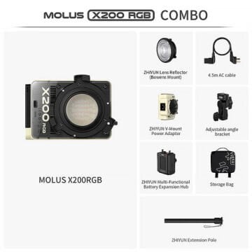 Molus X200 RGB Combo Kit 200W Taşınabilir Işık
