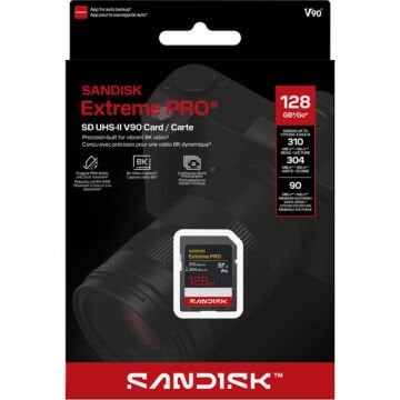 128GB Extreme Pro 310 mb/s V90 UHS-II SDXC Hafıza Kartı