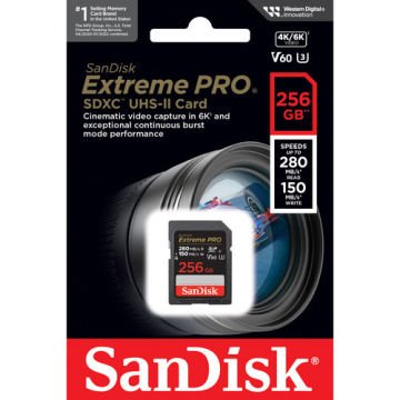 256GB Extreme Pro SDXC UHS-II 280 mb/s V60 SD Hafıza Kartı