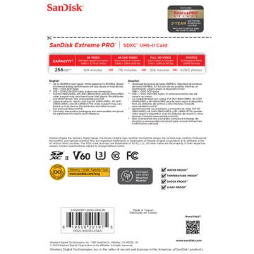 256GB 280 mb/s Extreme Pro V60 SD Hafıza Kartı