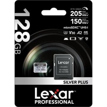 Lexar Silver Plus 128GB UHS-I Micro SDXC Hafıza Kartı