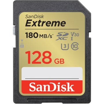 128GB Extreme SDXC UHS-I 180 mb/s V30 SD Hafıza Kartı